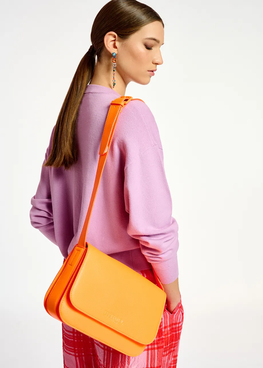 Neon orange faux leather shoulder bag