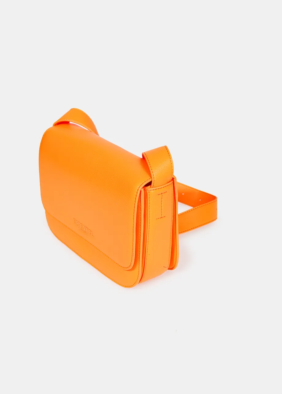 Neon orange faux leather shoulder bag