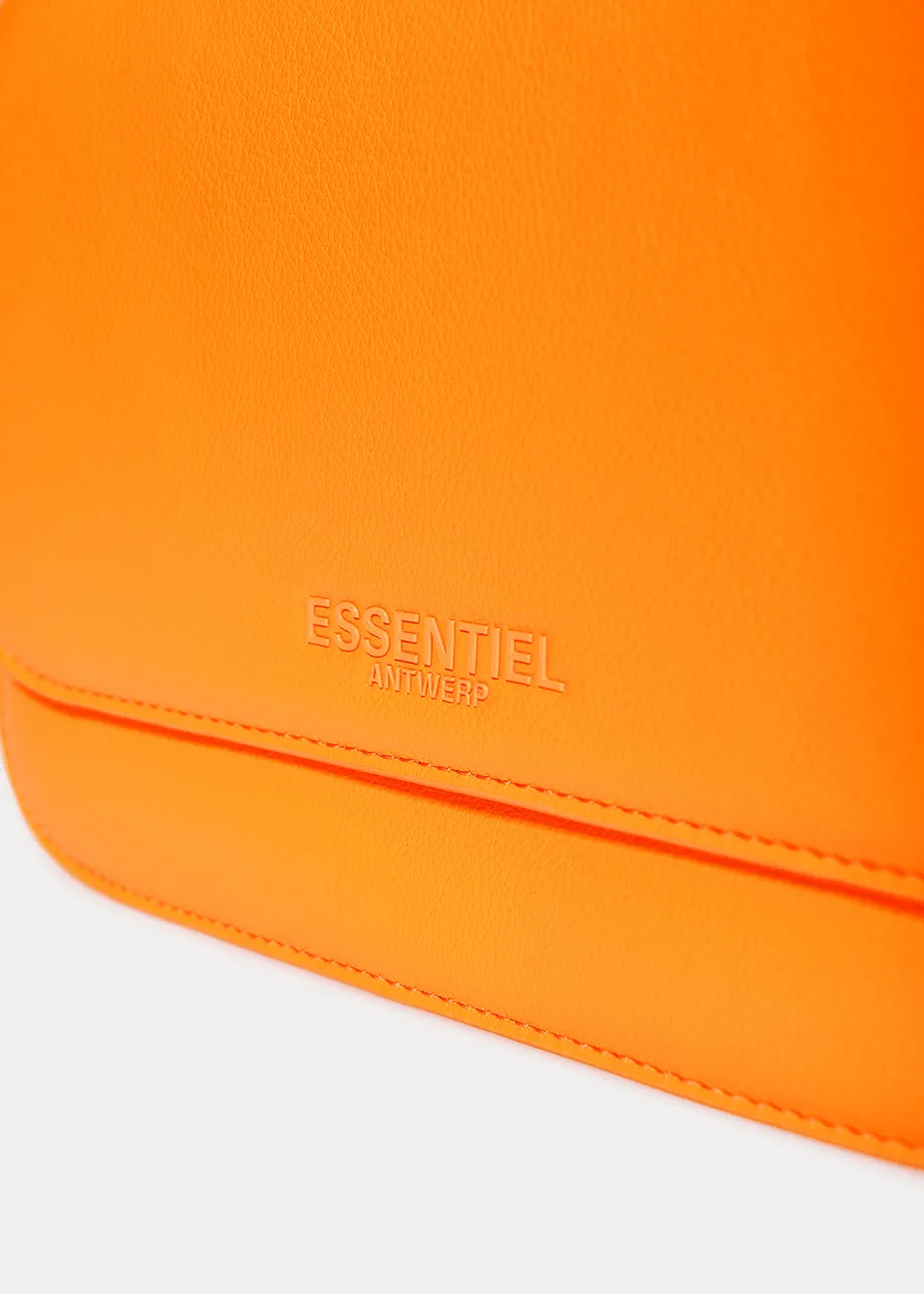 Neon orange faux leather shoulder bag