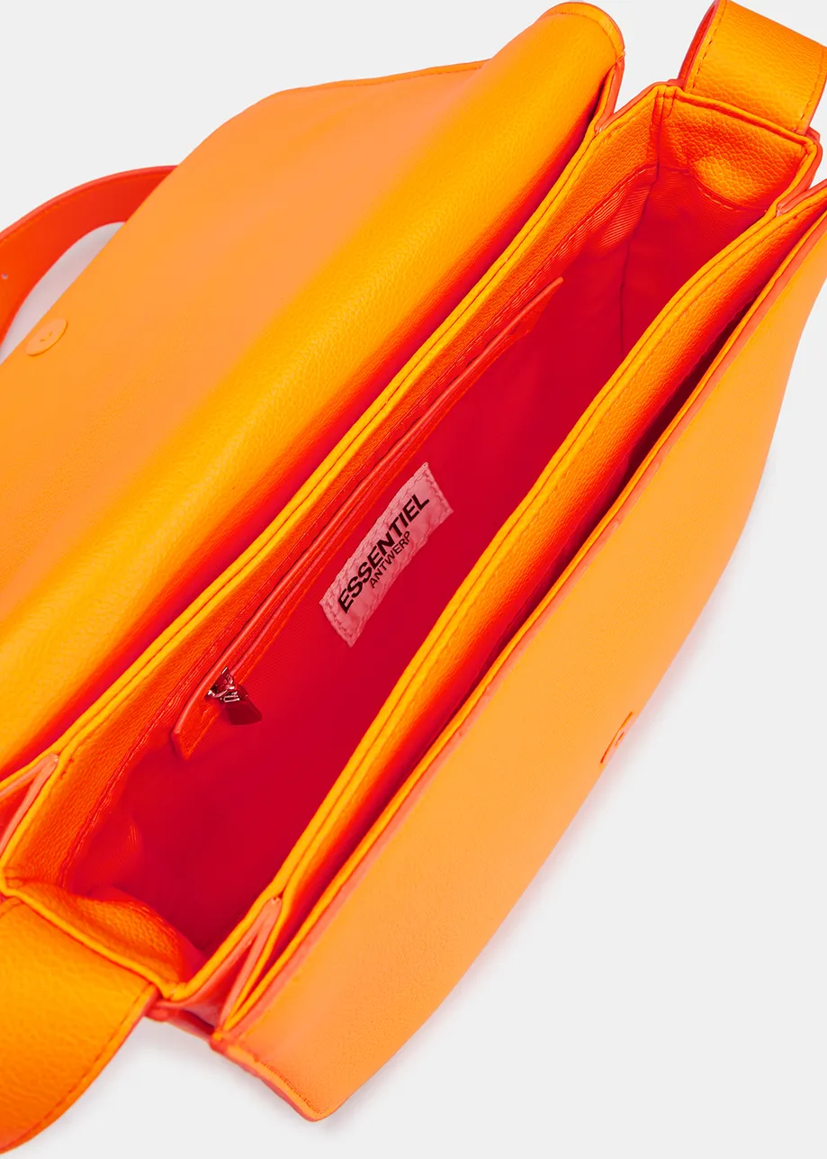 Neon orange faux leather shoulder bag