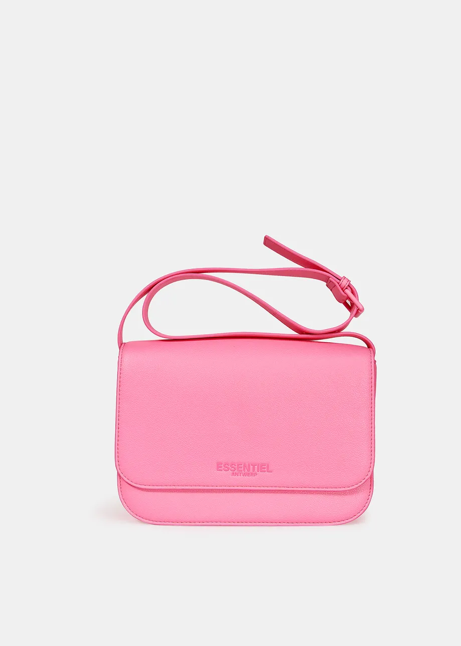 Neon pink faux leather shoulder bag