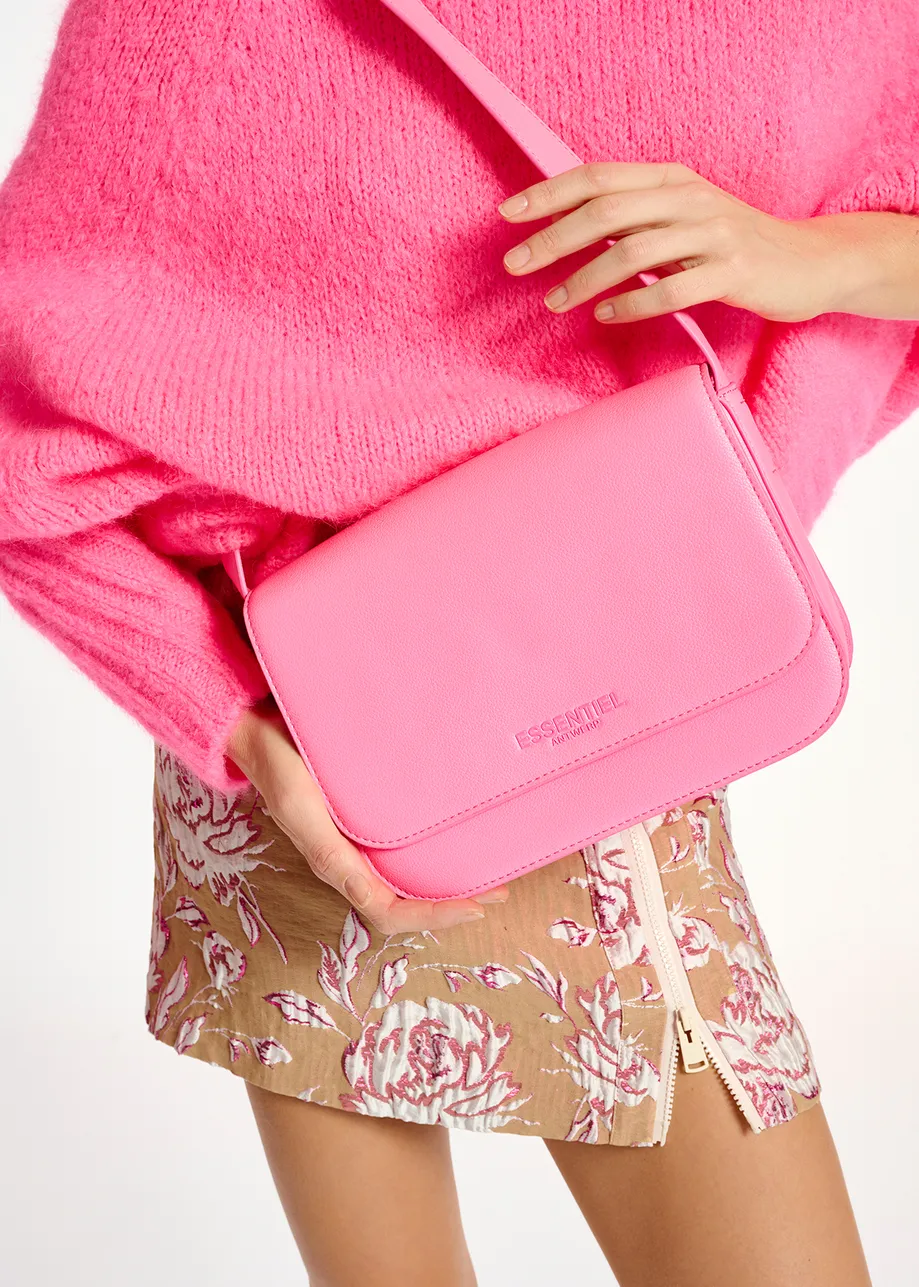 Neon pink faux leather shoulder bag