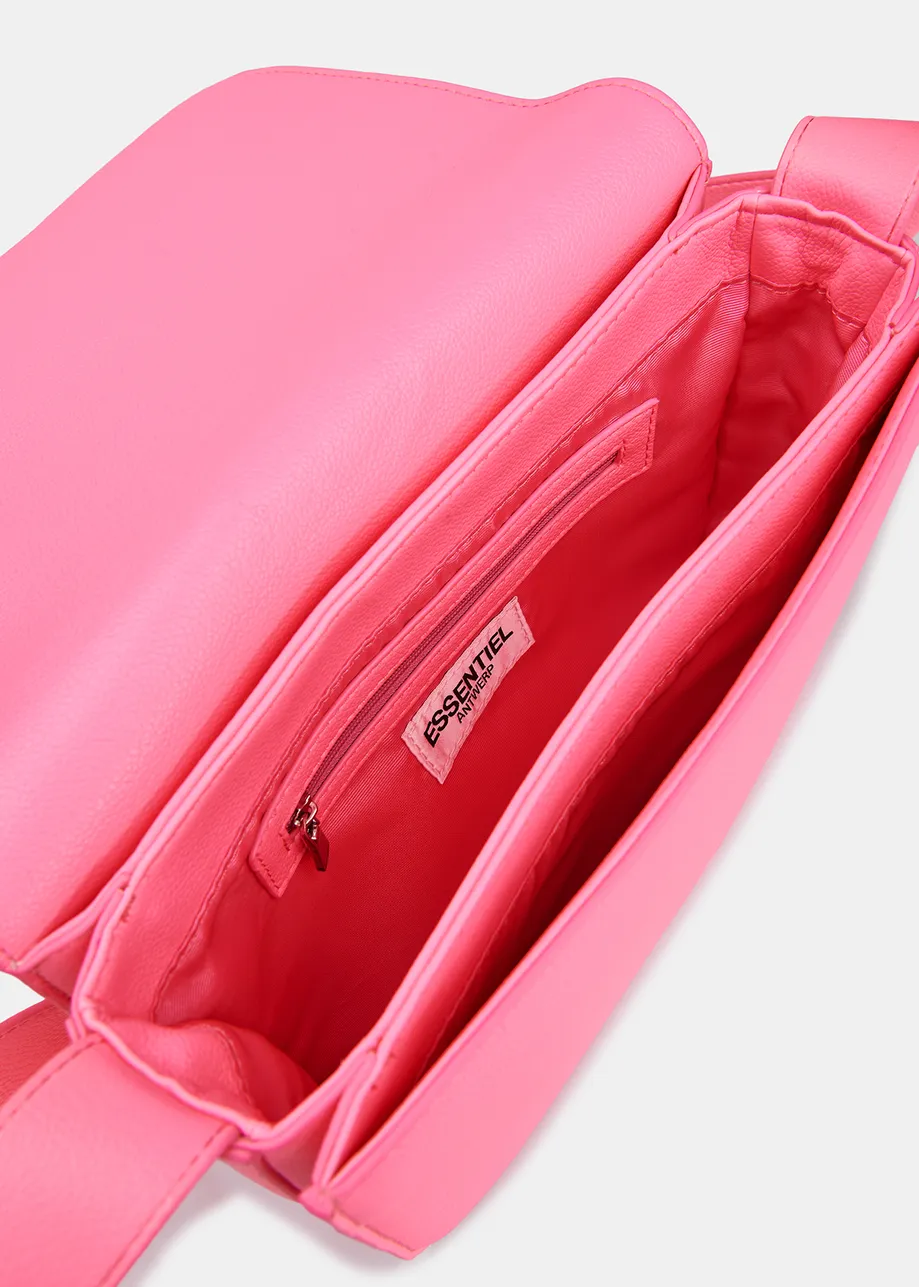 Neon pink faux leather shoulder bag