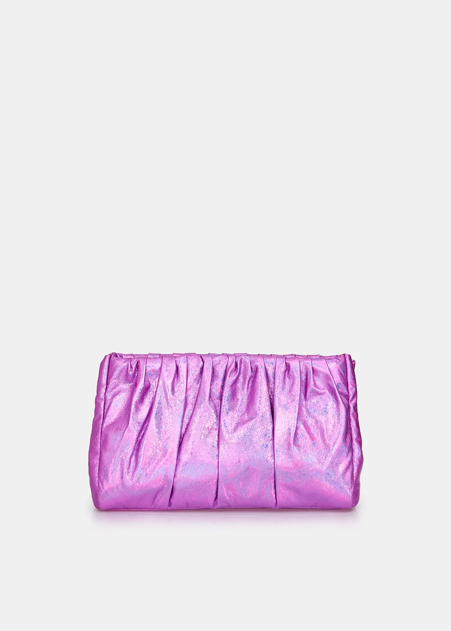Middelgrote pouch in metallic paars