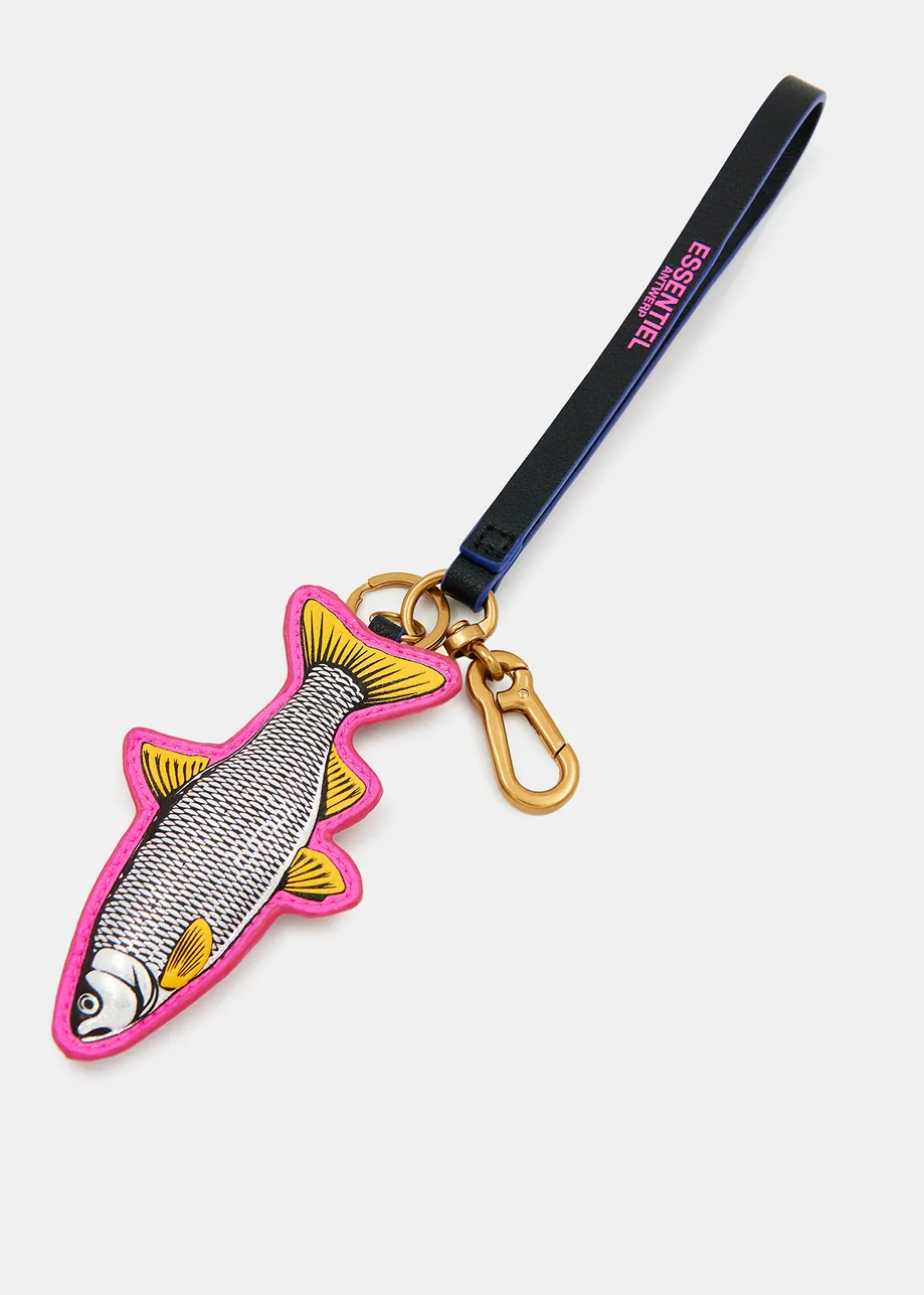 Black, neon pink and silver fish keyhanger