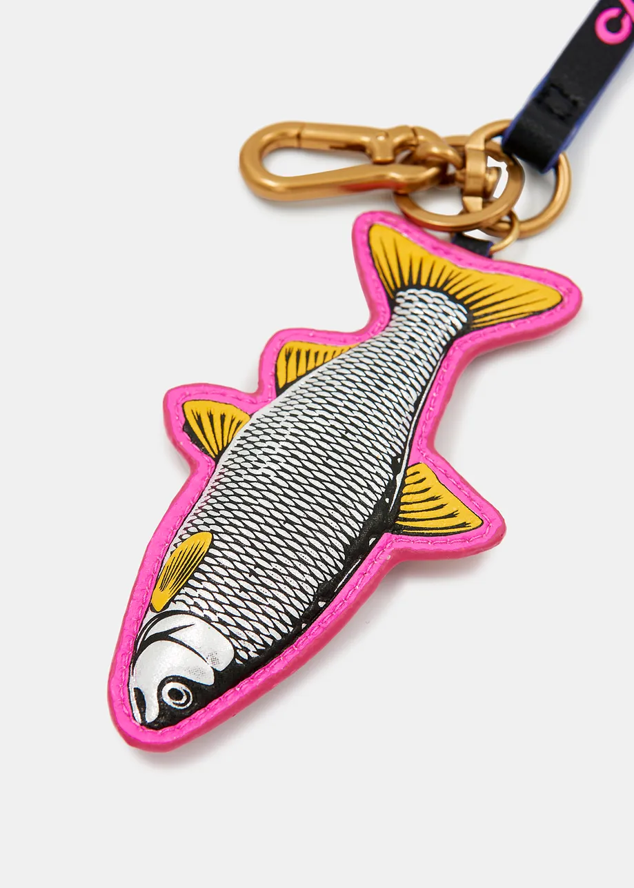 Black, neon pink and silver fish keyhanger