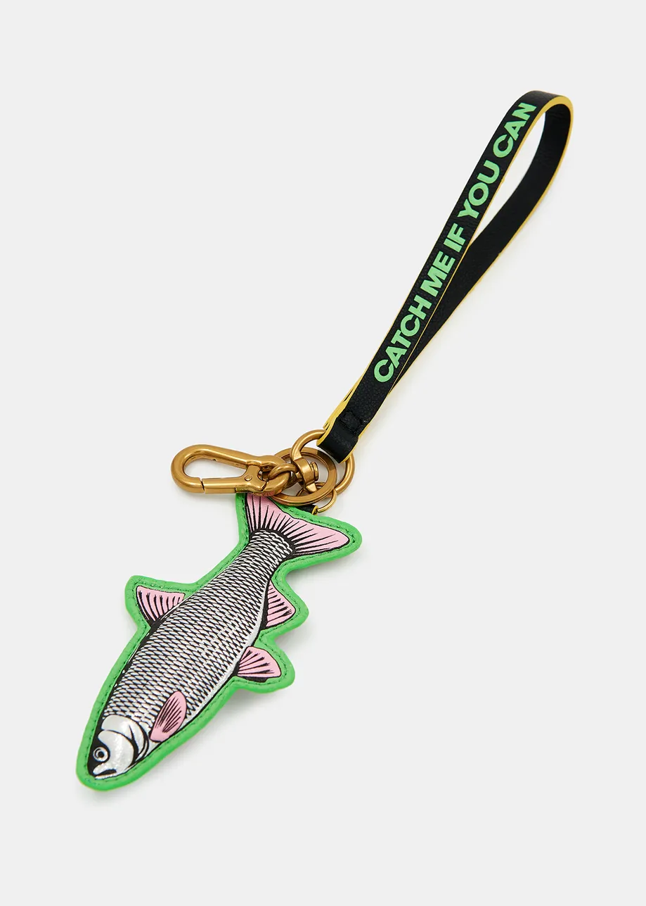 Black, neon green and silver fish keyhanger