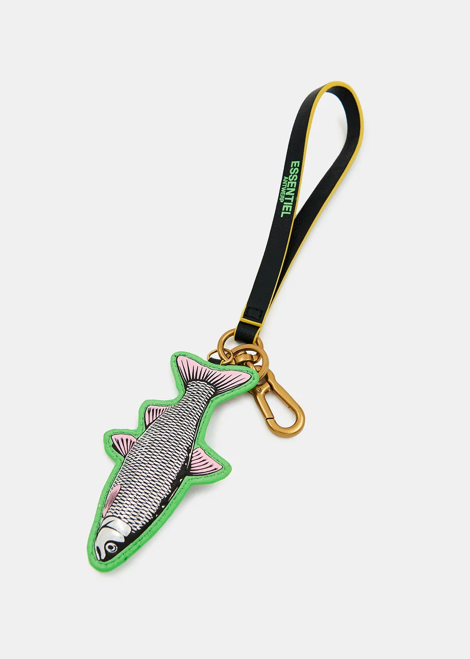 Black, neon green and silver fish keyhanger