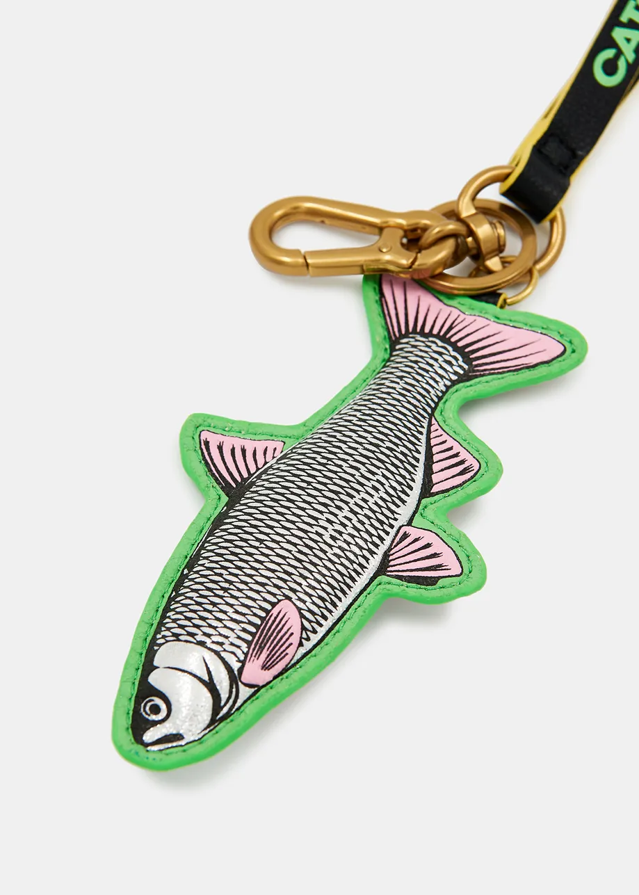 Black, neon green and silver fish keyhanger