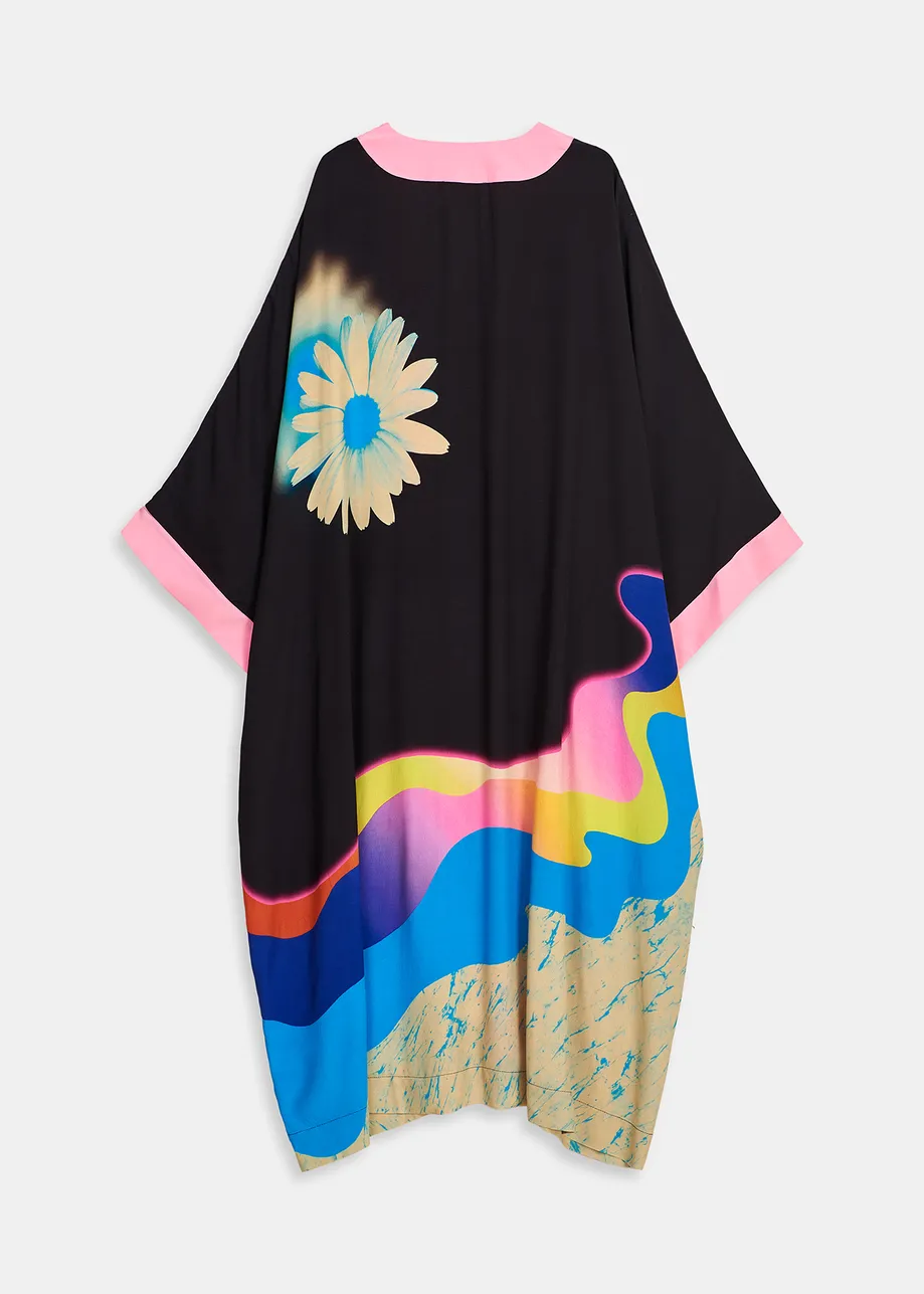 Black kimono with graphic print