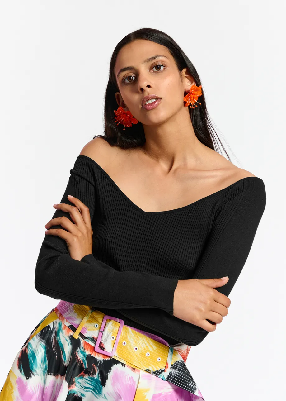 Orange flower-shaped earrings