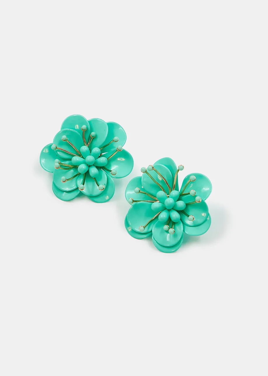 Boucles d'oreilles turquoise en forme de fleur