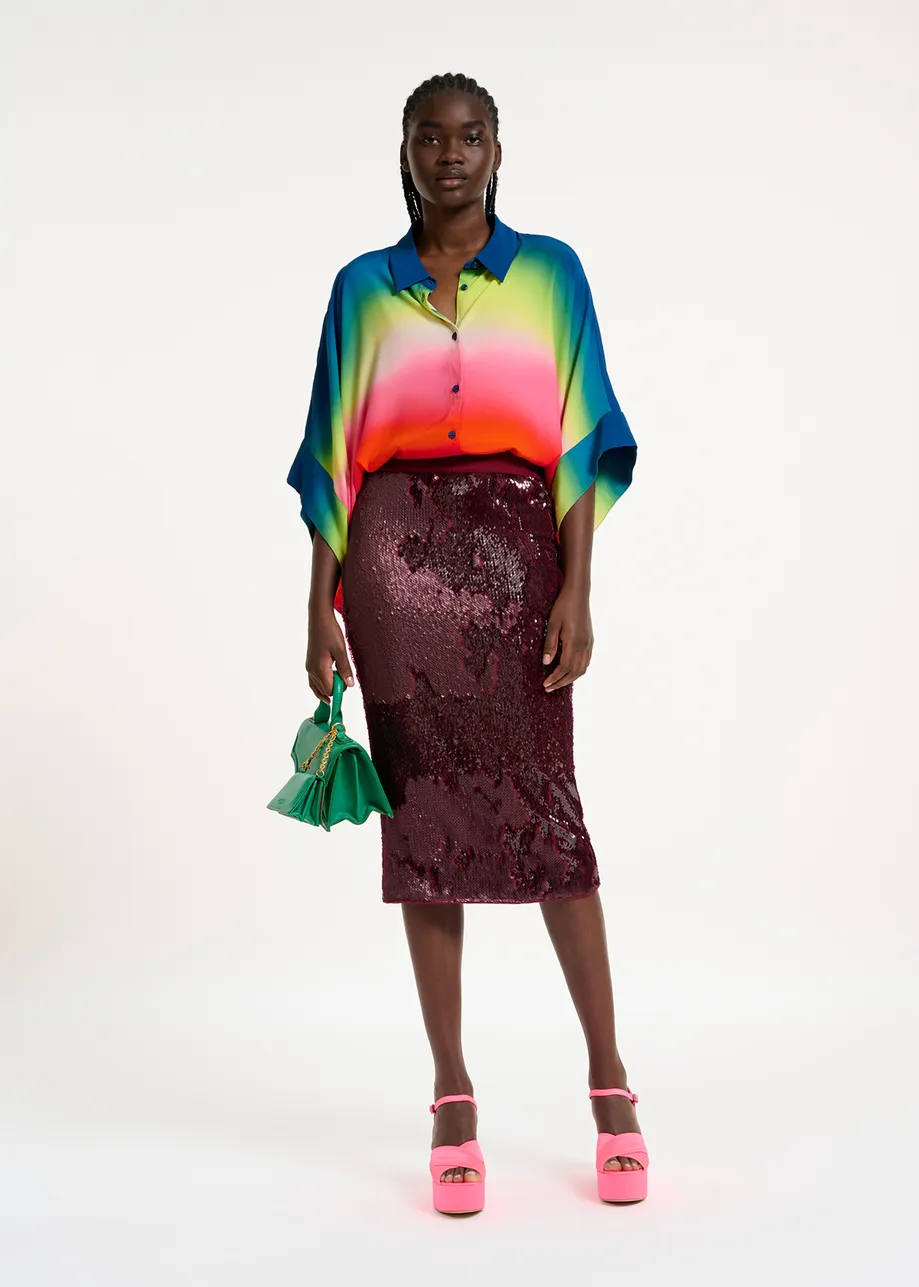 Multicolor oversized shirt with gradient effect