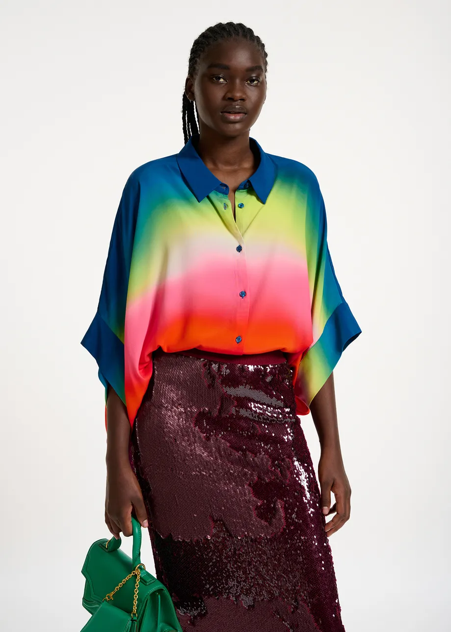 Multicolor oversized shirt with gradient effect