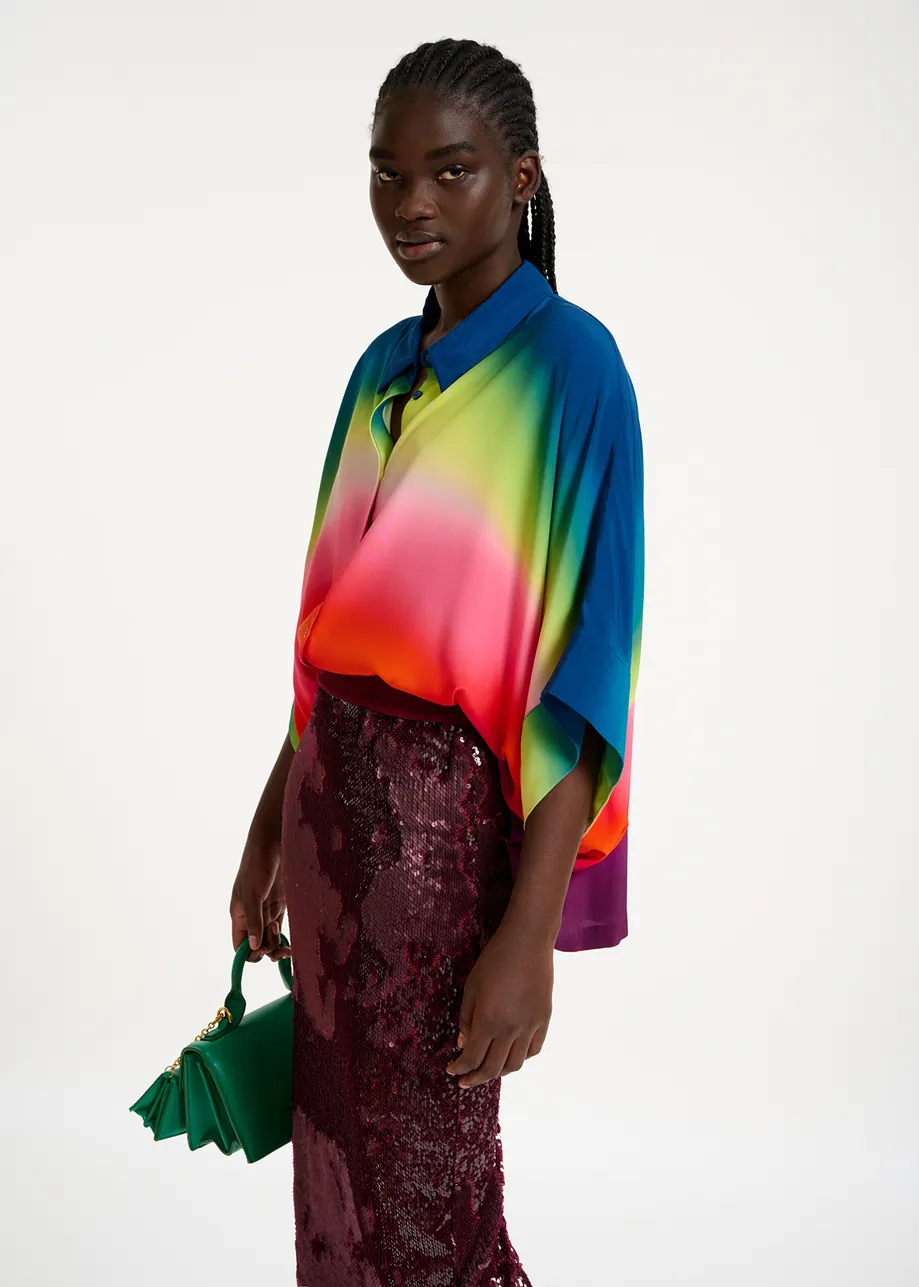 Multicolor oversized shirt with gradient effect