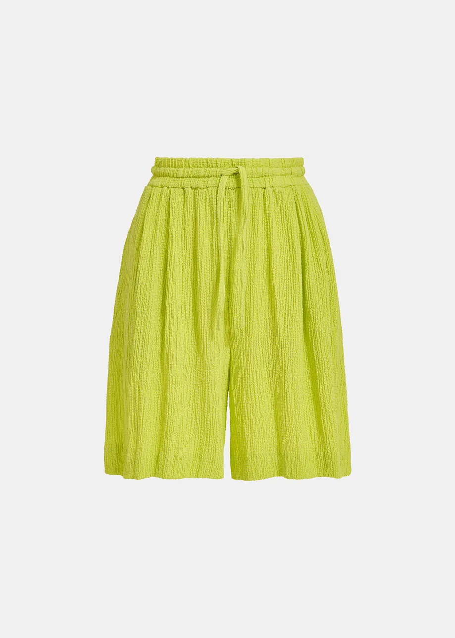 Limoengroene short in cloqué