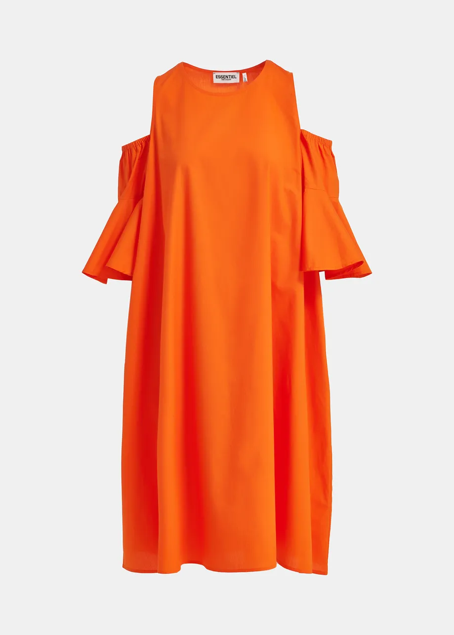 Orange cotton-poplin knee-length dress