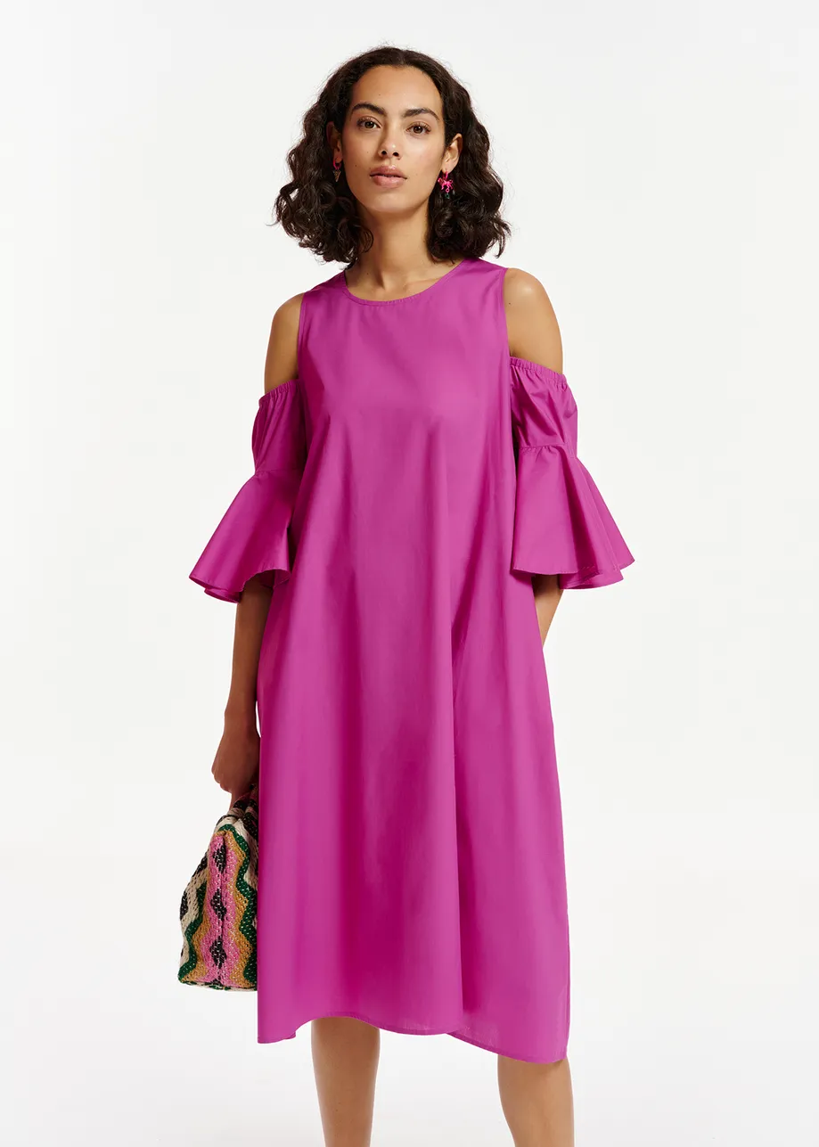 Purple cotton-poplin knee-length dress