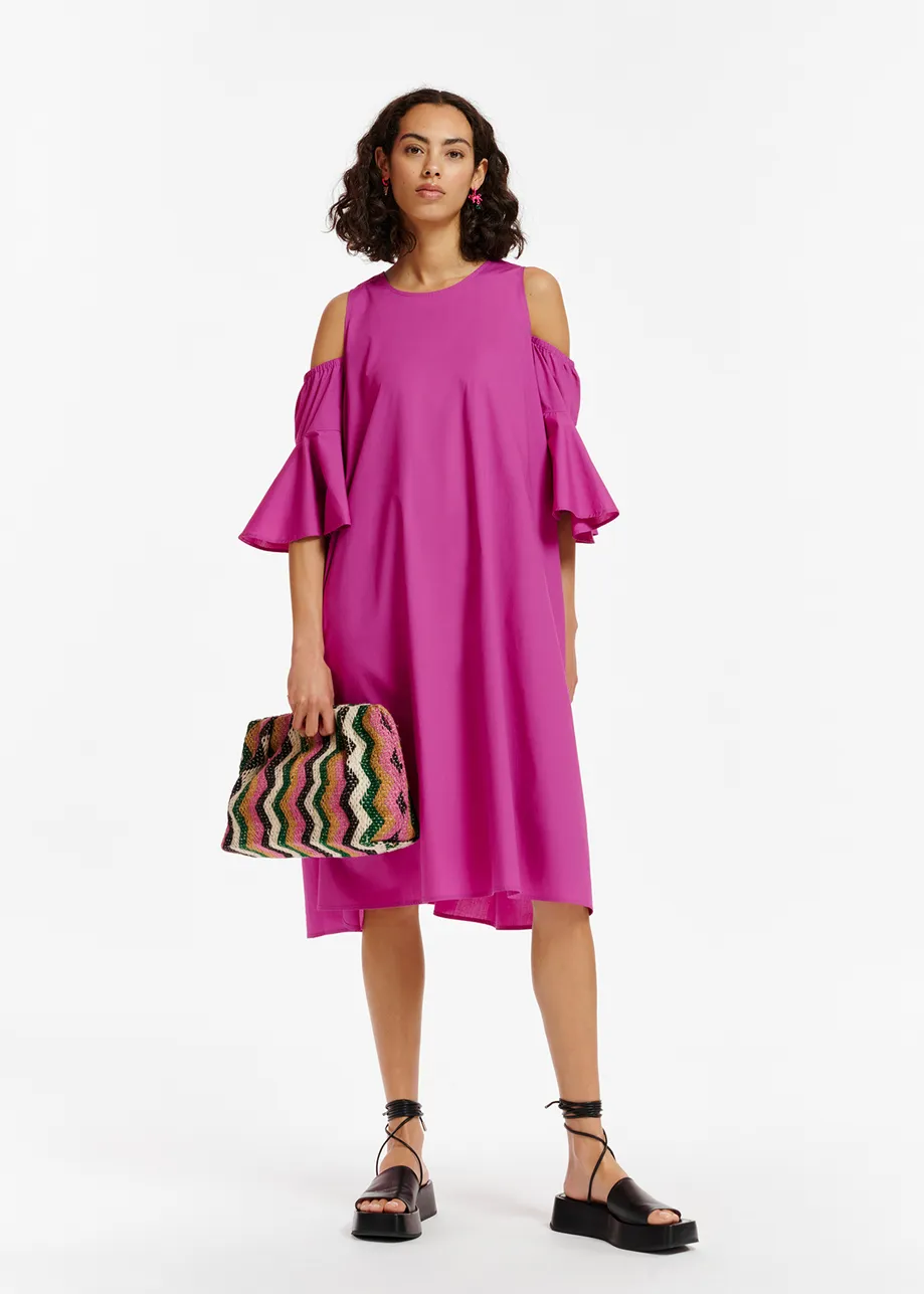 Purple cotton-poplin knee-length dress