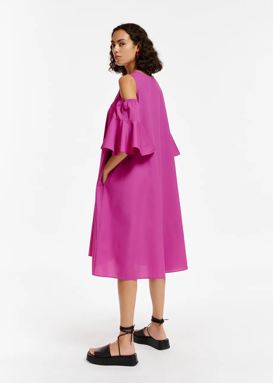 Purple cotton-poplin knee-length dress