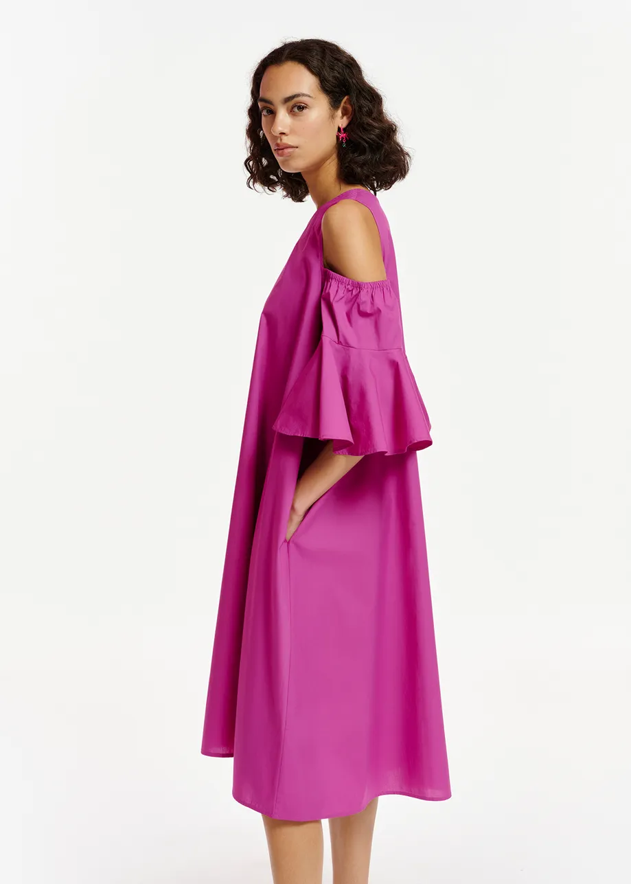 Purple cotton-poplin knee-length dress