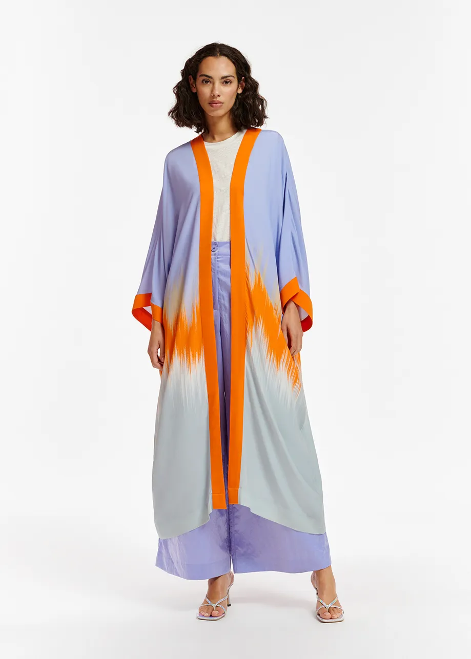 Light blue and orange kimono with dip-dyed effect