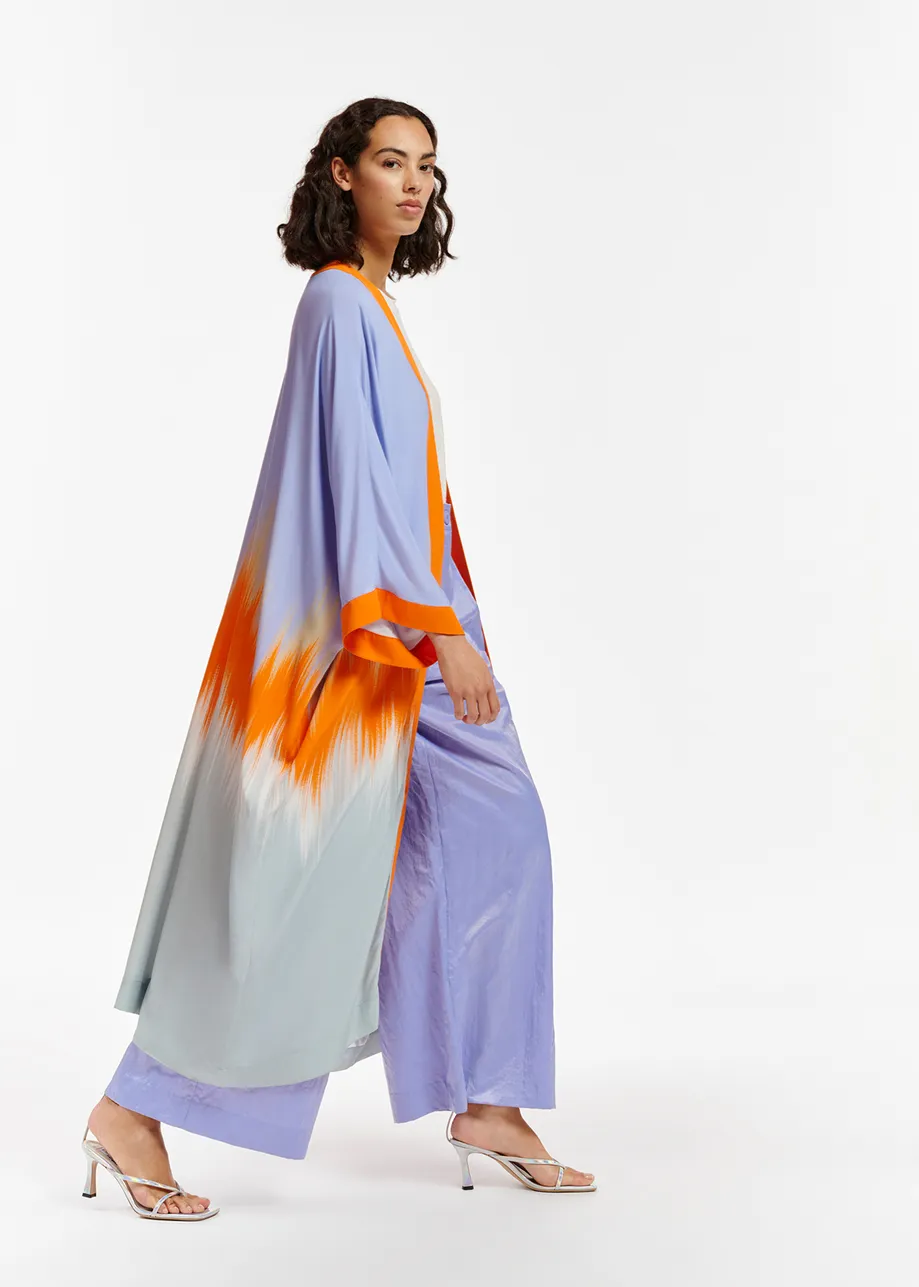 Light blue and orange kimono with dip-dyed effect