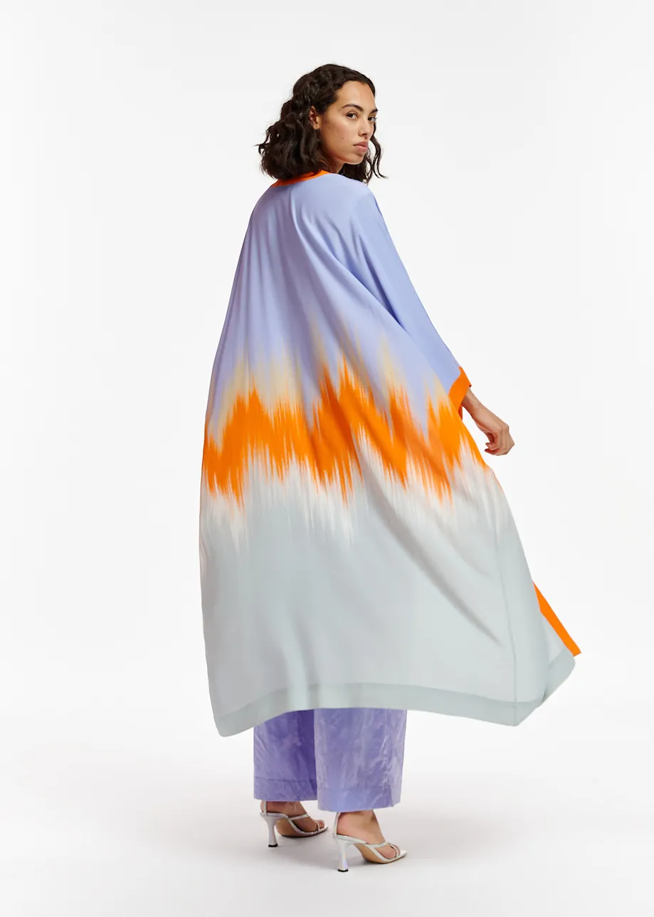 Light blue and orange kimono with dip-dyed effect