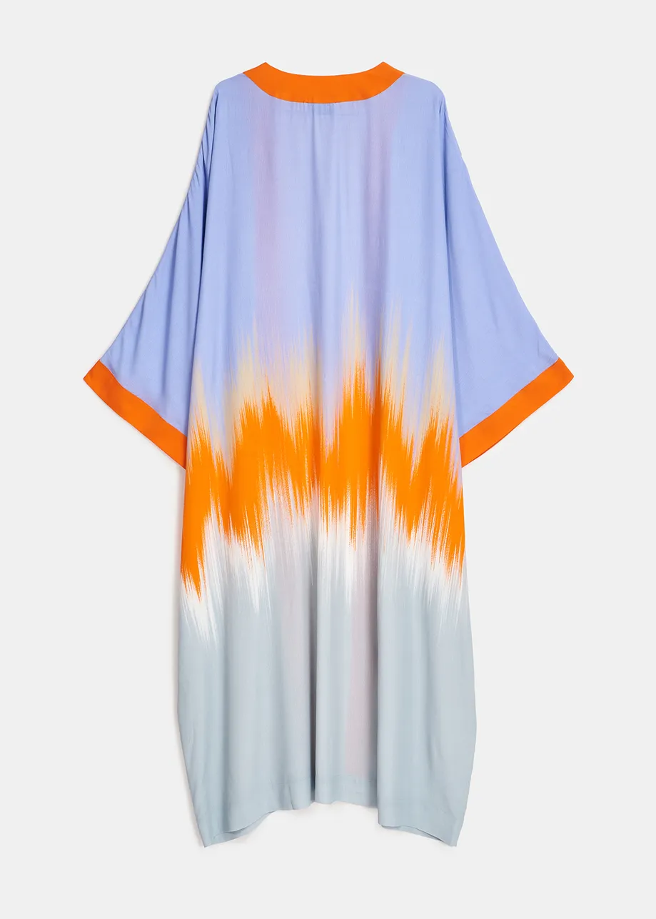 Light blue and orange kimono with dip-dyed effect