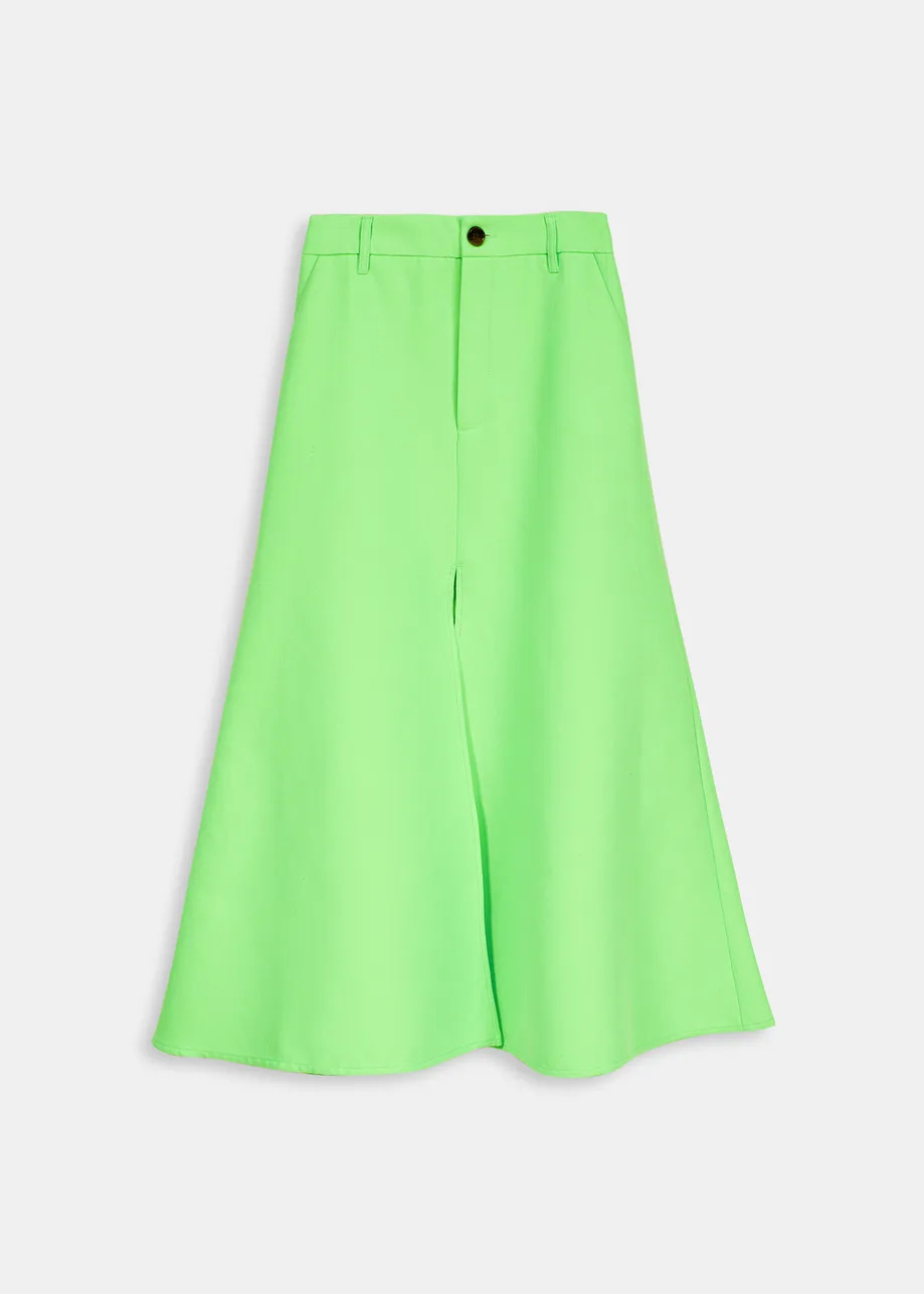 Neon green wide A-line maxi skirt