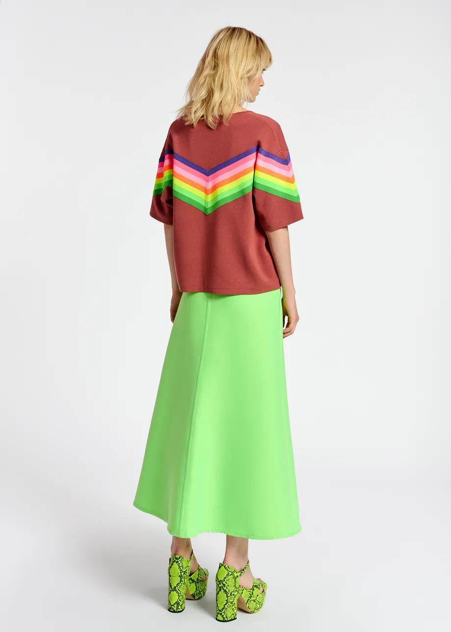 Neon green wide A-line maxi skirt