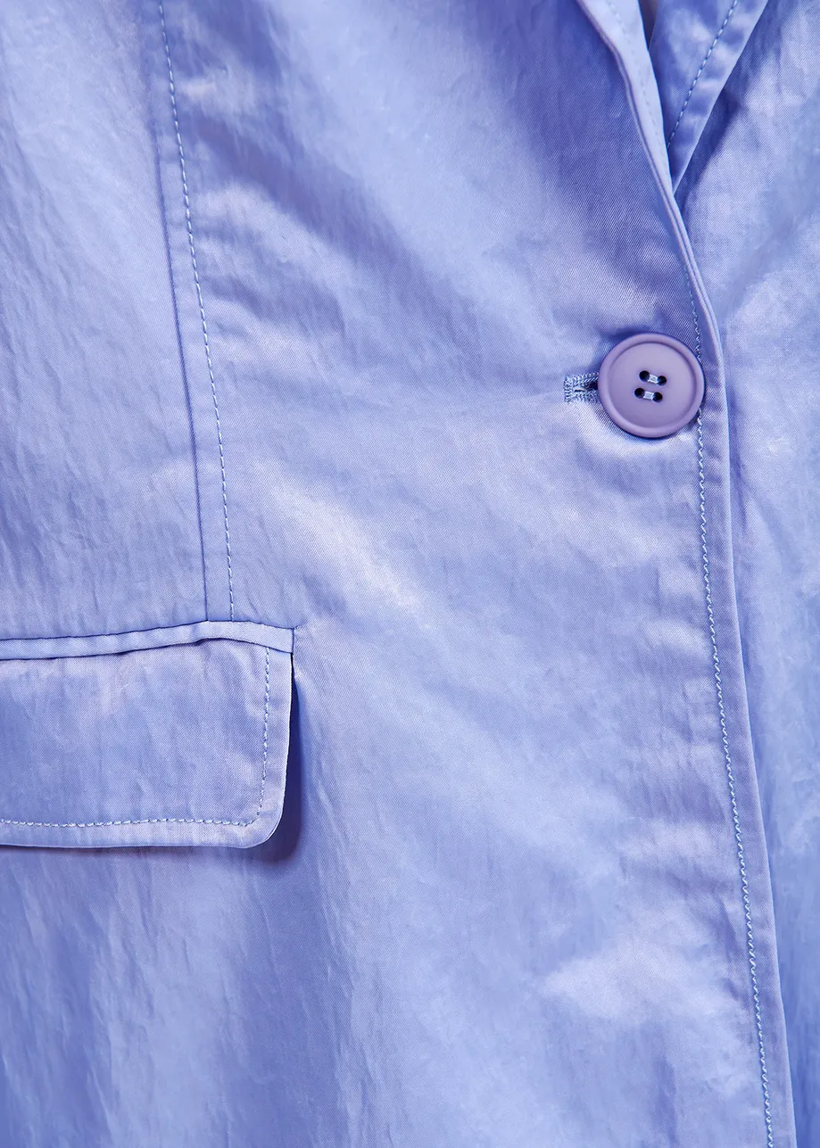 Light blue single-breasted satin blazer