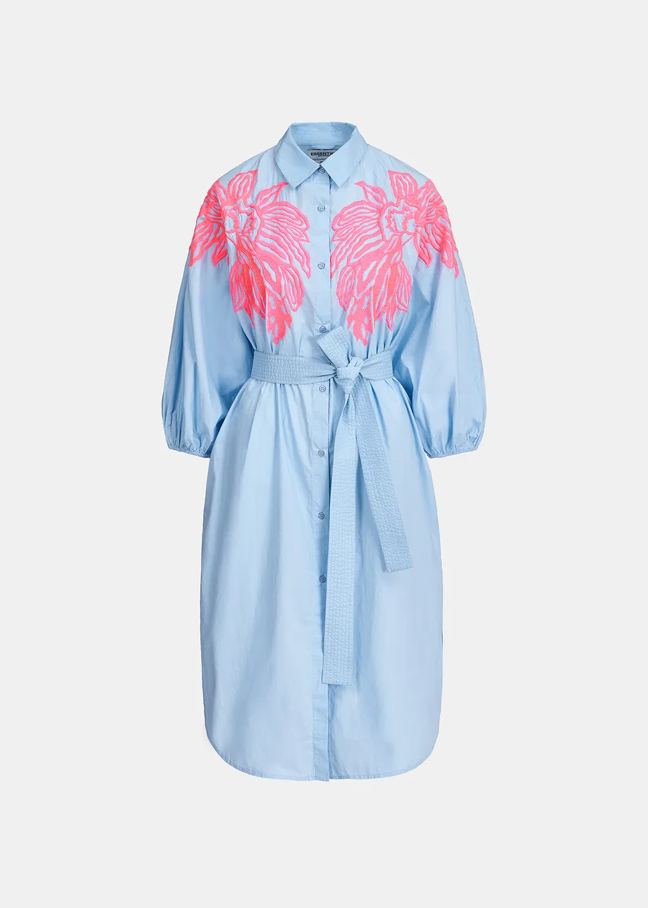 Robe chemise en coton bleu
