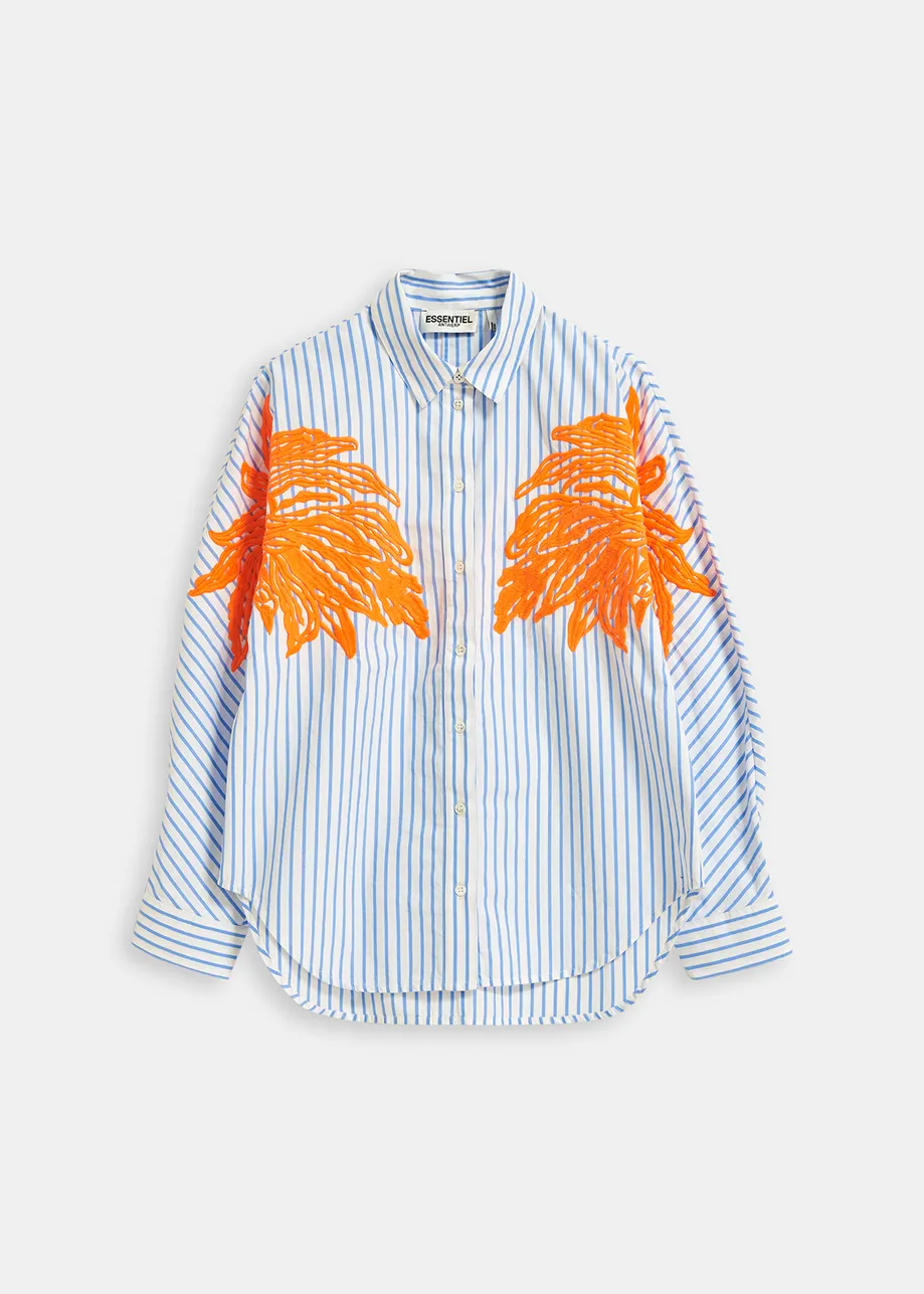 Blue and white striped cotton shirt
