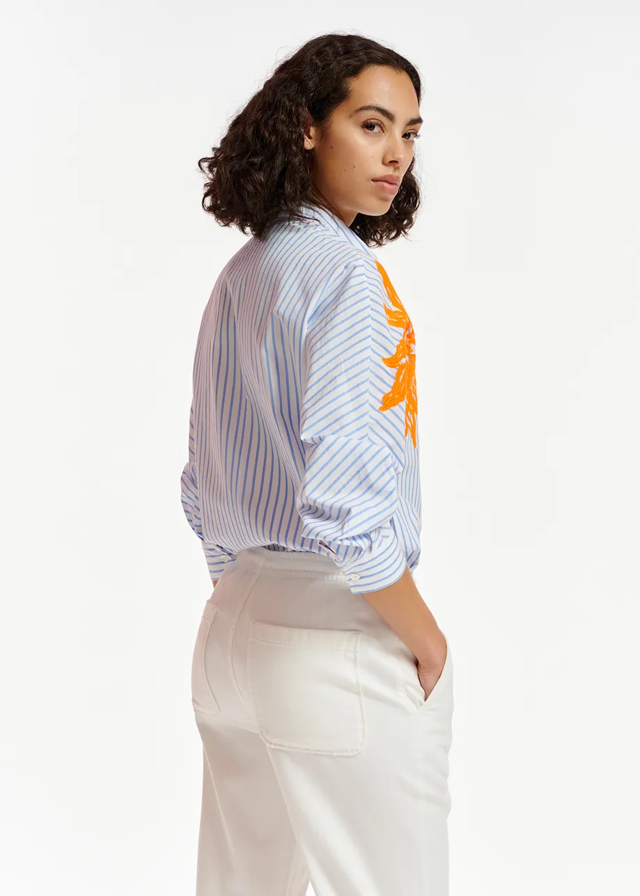 Blue and white striped cotton shirt
