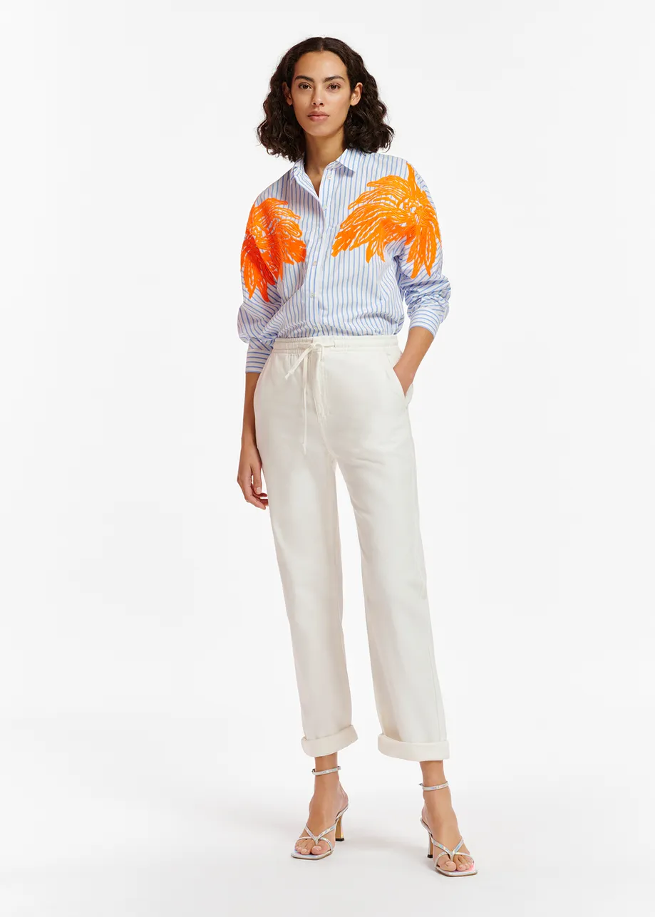 Blue and white striped cotton shirt
