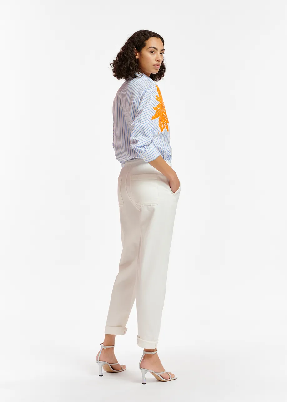 Blue and white striped cotton shirt