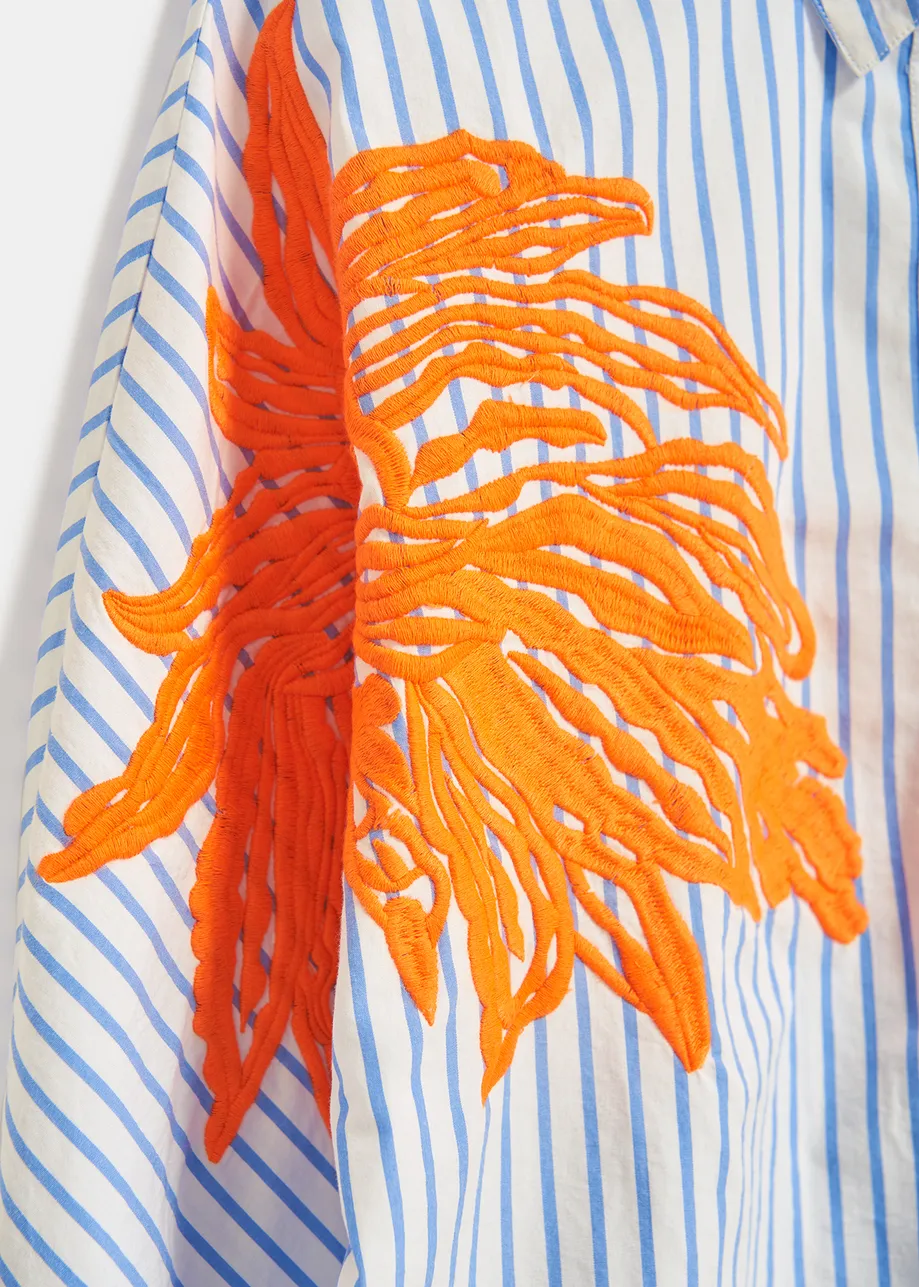 Blue and white striped cotton shirt