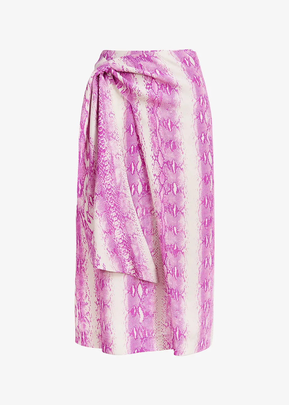 Midirok met wit en paarse slangenprint