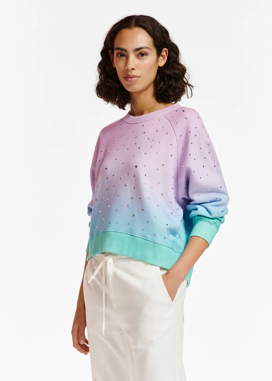 Paarse, lila en turquoise sweater met stras