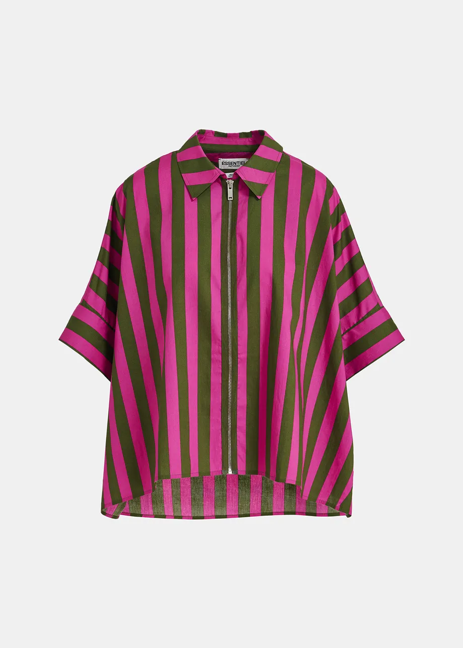 Green and purple striped cotton shirt