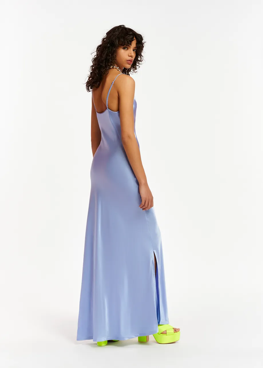Light blue maxi-length slip dress