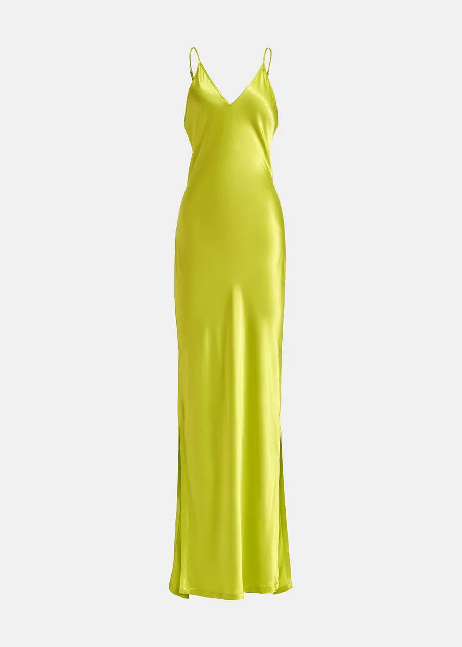 Limoengroene maxi-cami-jurk