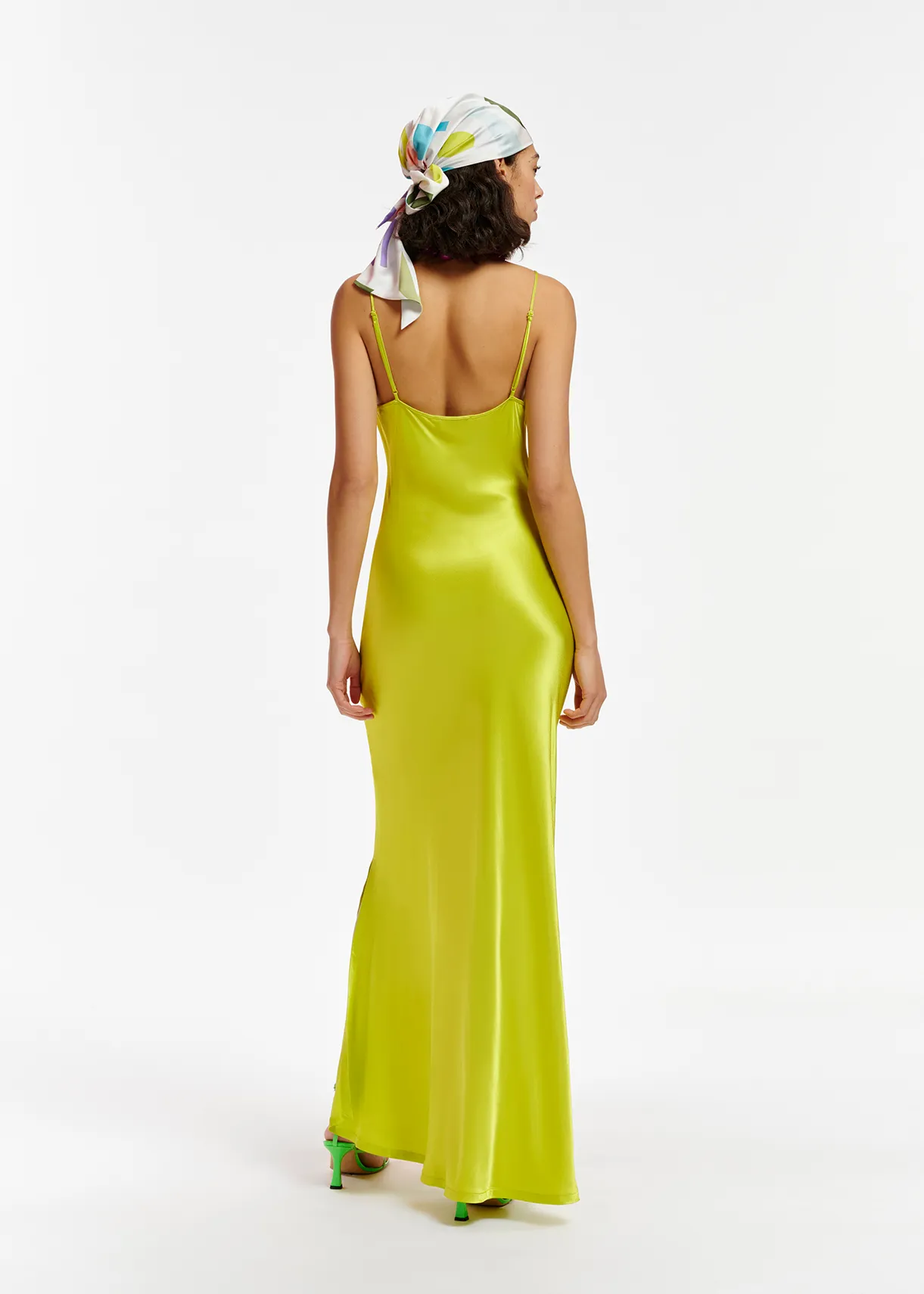 Lime green maxi-length slip dress | Essentiel Antwerp Italy Lime green maxi-length slip dress | Essentiel Antwerp Italy