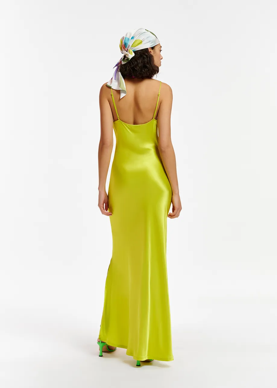 Limoengroene maxi-cami-jurk