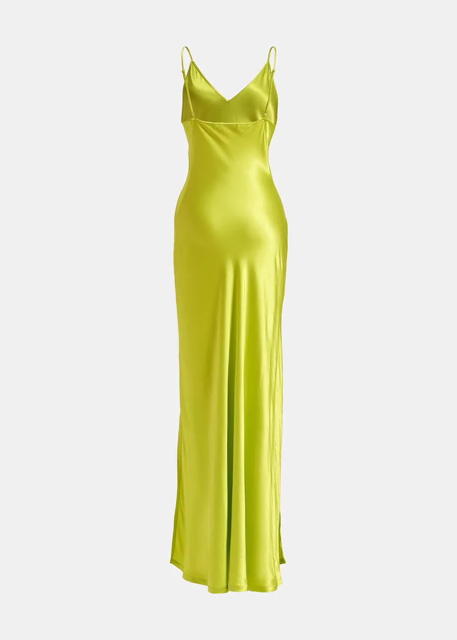 Limoengroene maxi-cami-jurk