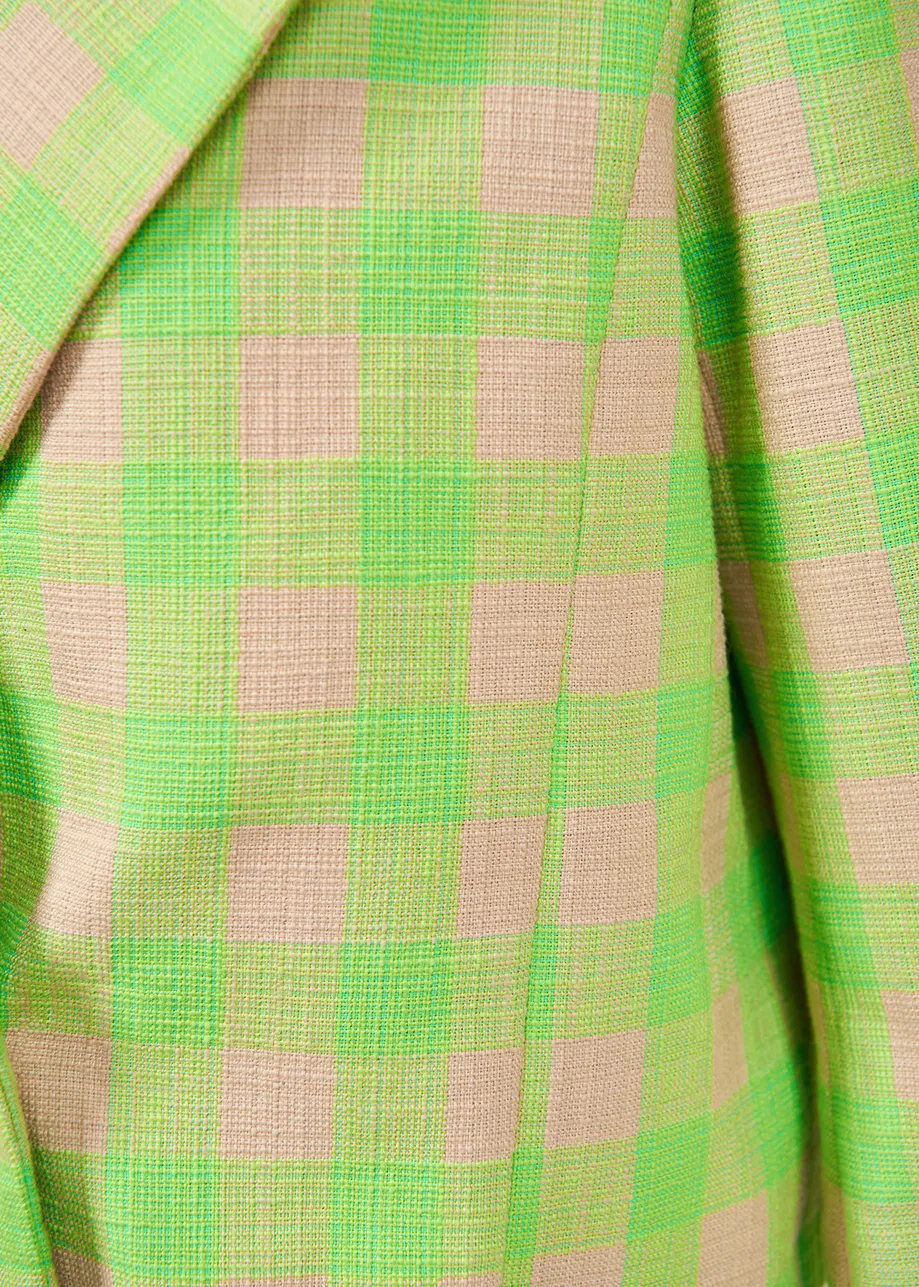 Korte fluogroene blazer met ruitjes