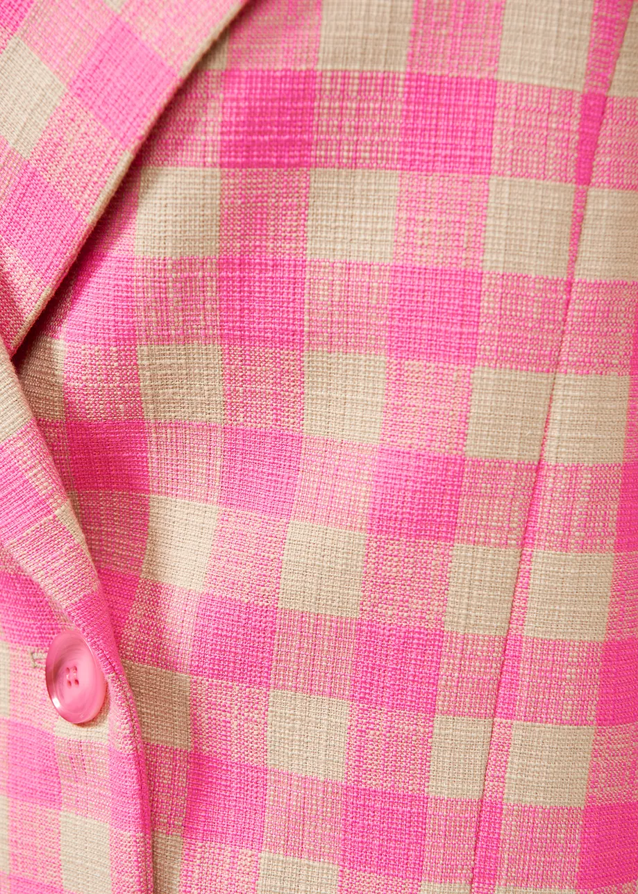 Pink checkered cropped blazer