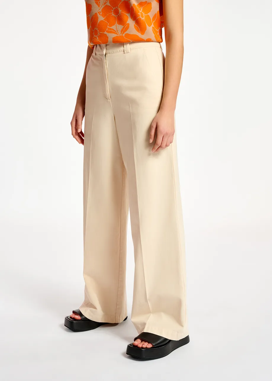 Ecru straight-leg pants