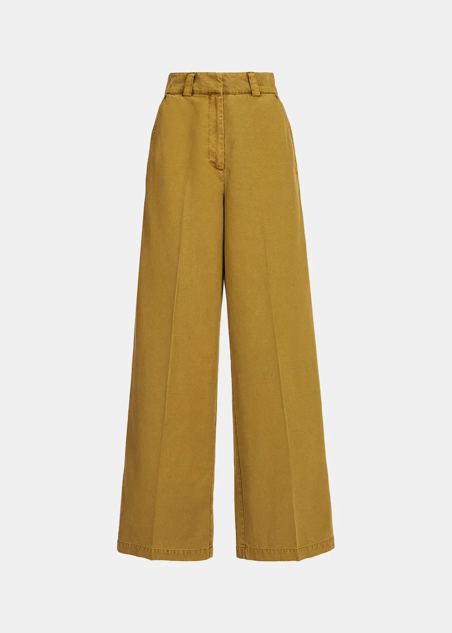 Khaki straight-leg pants